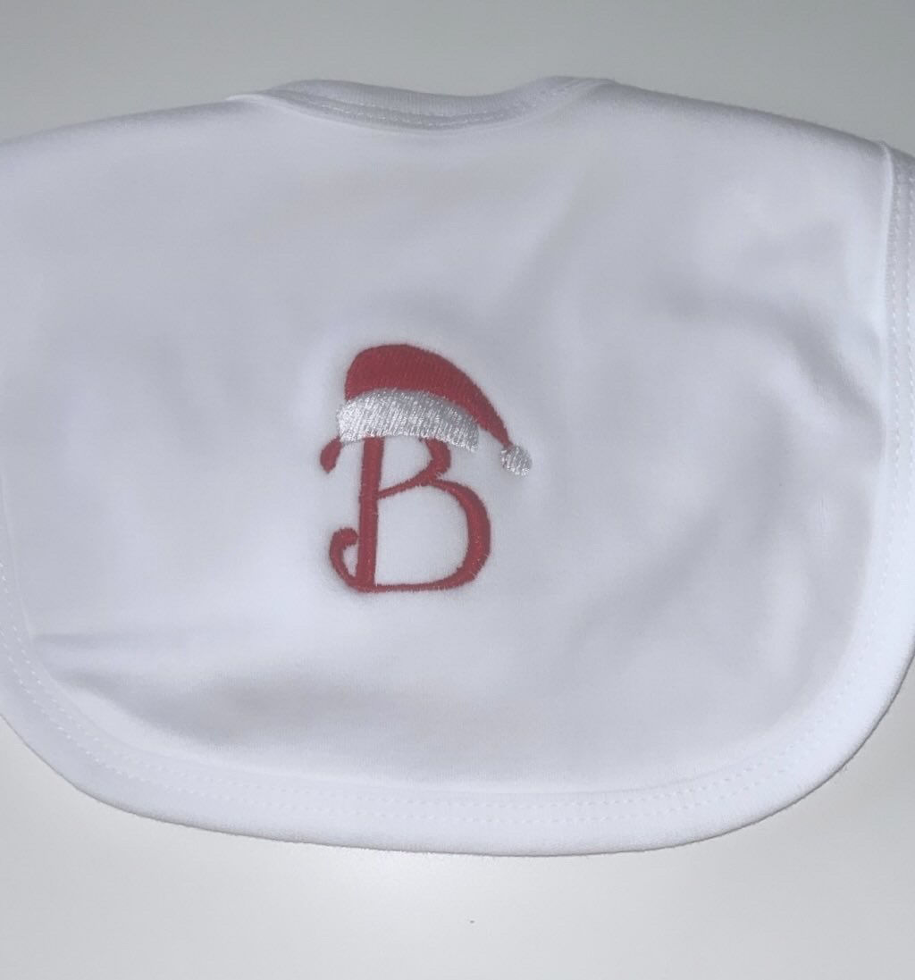Santa Hat Initial Bib