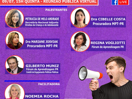 Reunião Pública Virtual sobre Políticas Públicas do Programa de Aprendizagem. Não perca!