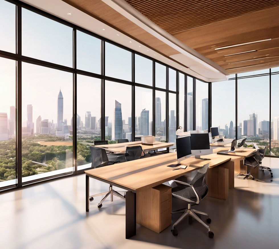 Modern Office: Open Design With Floor-to-Ceiling City Views.