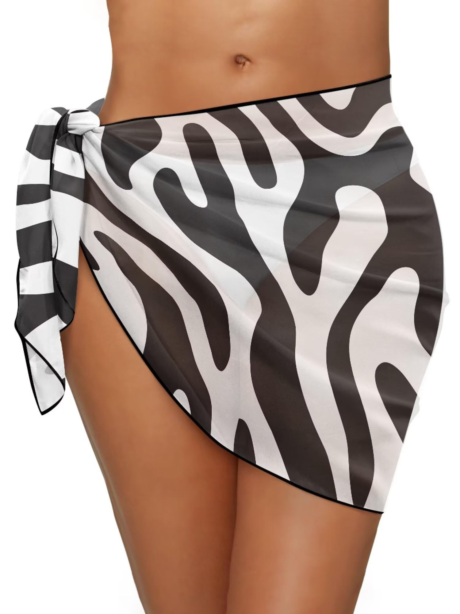 GETELINSENG Zebra Stripes Print Womens Sarong Swimsuit Cover Ups Bathing Suit Co