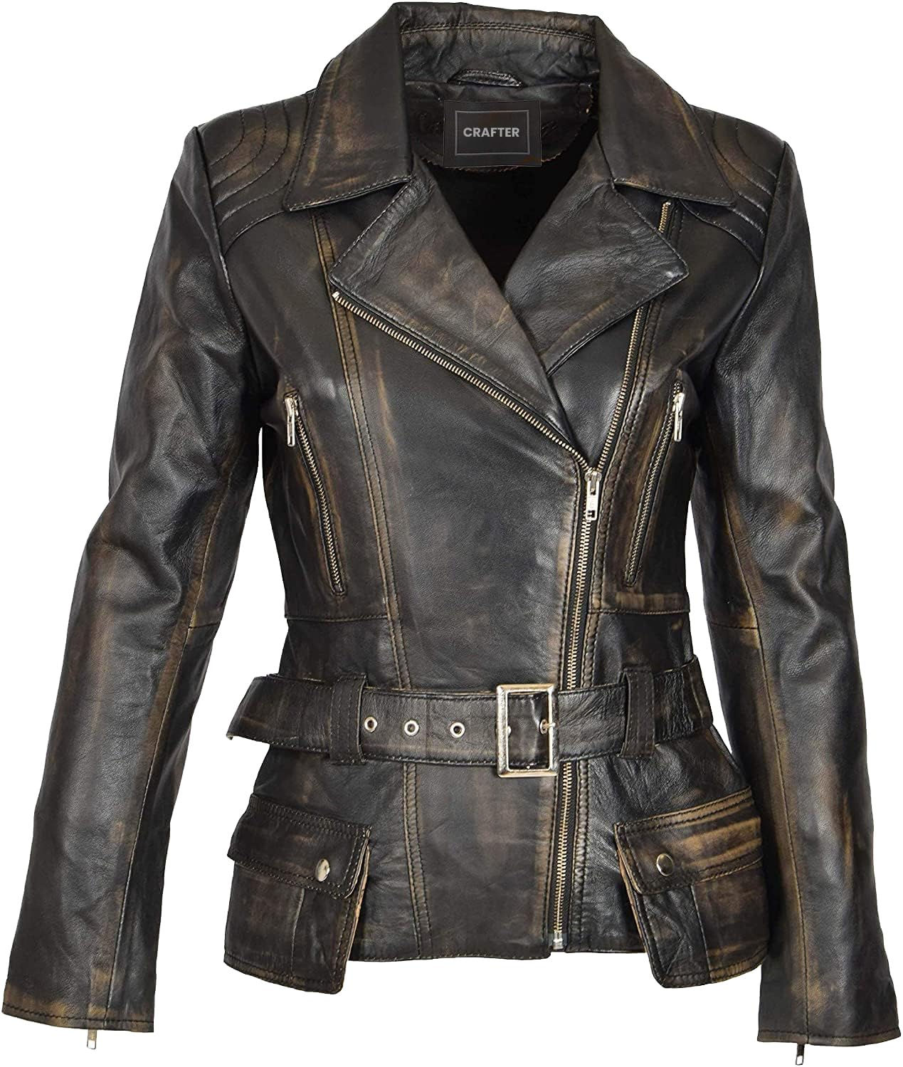 Womens Genuine Lambskin Leather Jacket | Classic rider leather jacket | Black Le