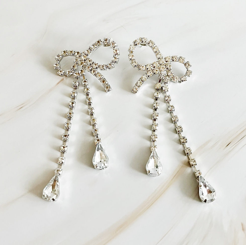 Miniatura: Crystal Bow Drop Earrings