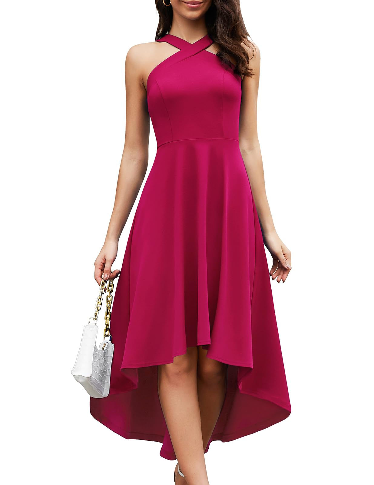 DRESSTELLS Holiday Party Dresses for Woman 2024 Halter Cocktail Hi Low Prom Dres
