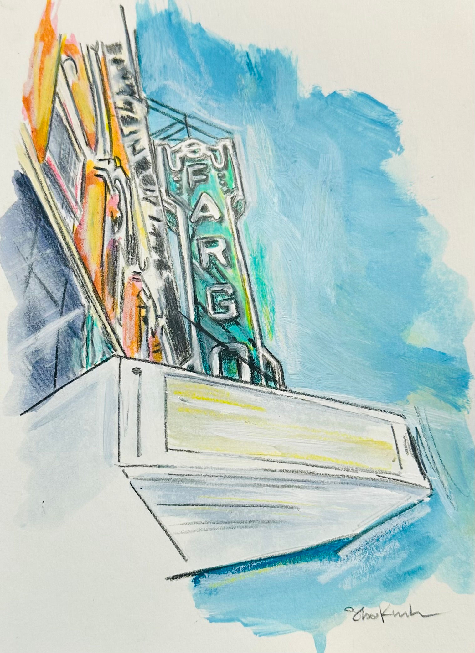 Looking Up To Fargo ( art 5 x 7 ) ( frame 8 x 10 )