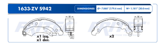 Balata trasera Peugeot 206 00-07 207 09-11 OW1633ZV OW1Y16ZV