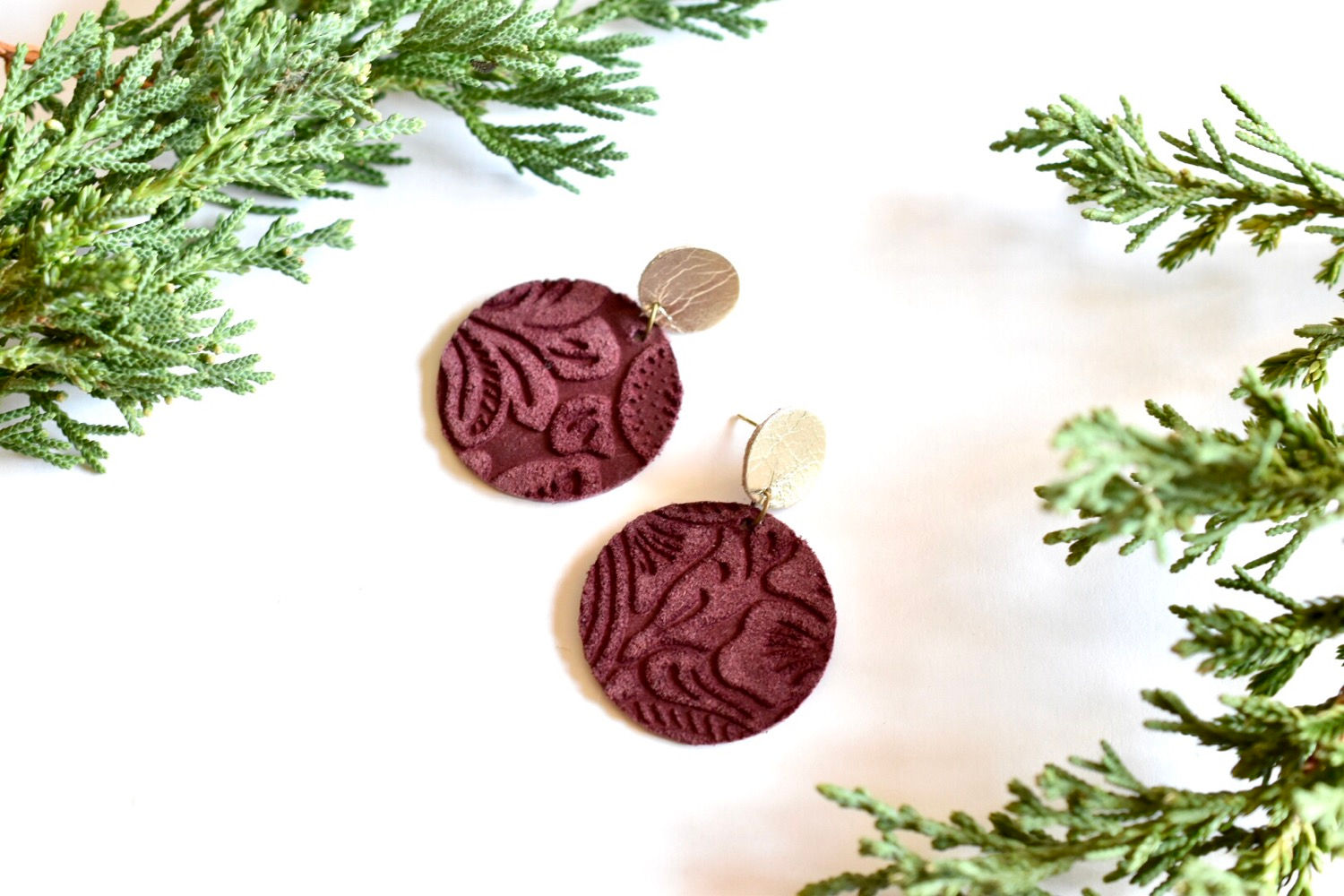 BURGUNDY SUEDE EARRINGS