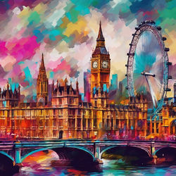 colourful london skyline