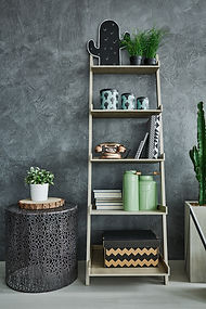 Grey Wall and Bookshelf