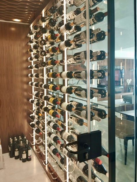 wine room, wine cellar, wine wall, wine racks, acrylic, wood, wine crate, made in USA, LED light