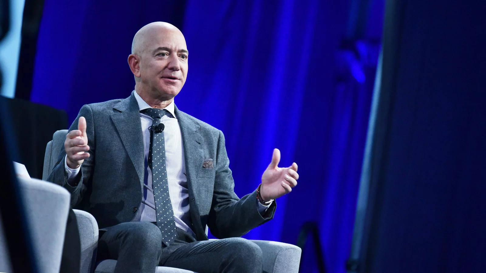 Jeff Bezos sat down talking to an audience