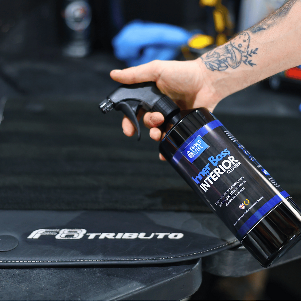 Inner Boss being sprayed onto car mats