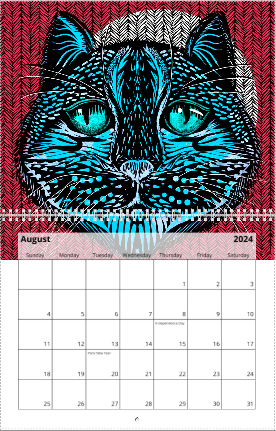 Thumbnail: (LARGE) Lino Cut Animals | Calendar 2024 | INDIA delivery only