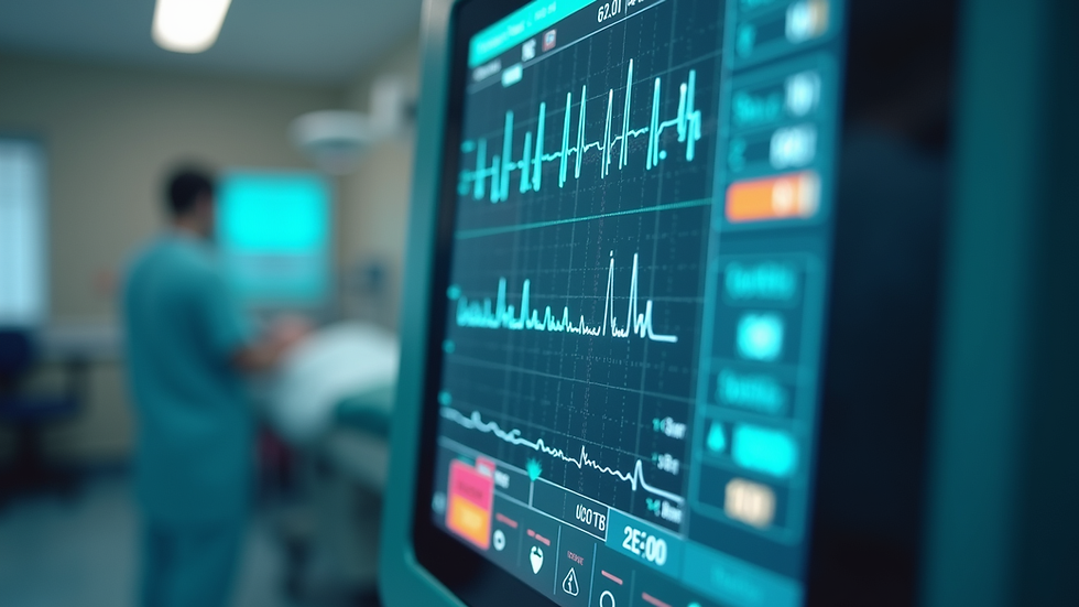 Close-up view of a medical device monitoring vital signs
