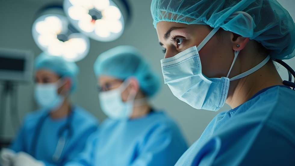 Eye-level view of a medical professional attending a training session