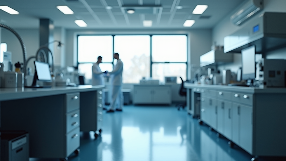 Vista panorámica de un laboratorio moderno con equipos tecnológicos