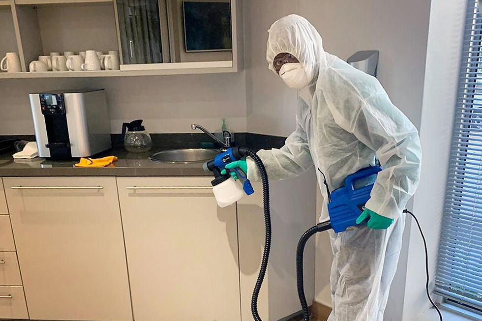 Man fogging in kitchen industry
