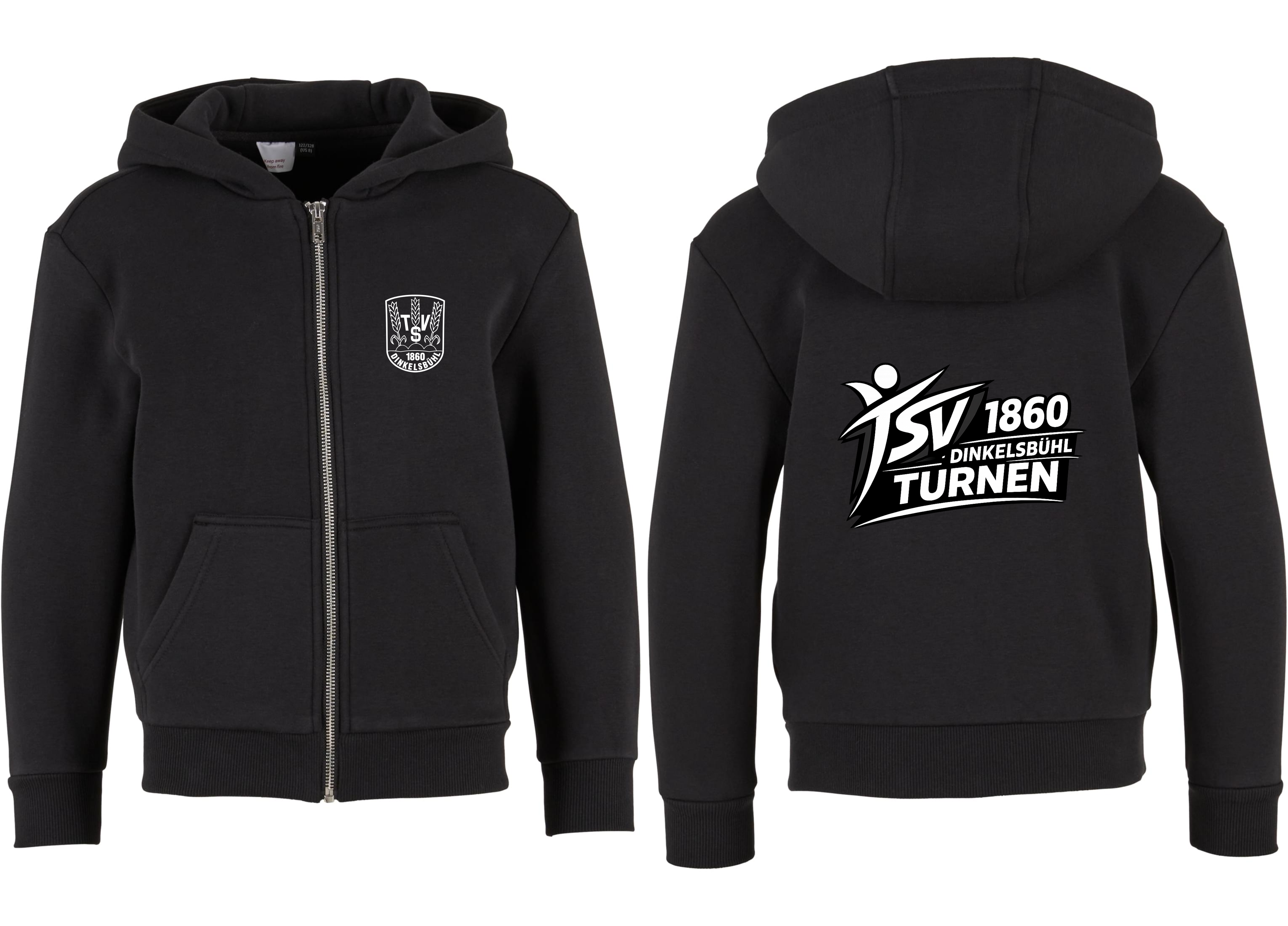 ZIP Hoodie Turnen Logo weiß // Kinder