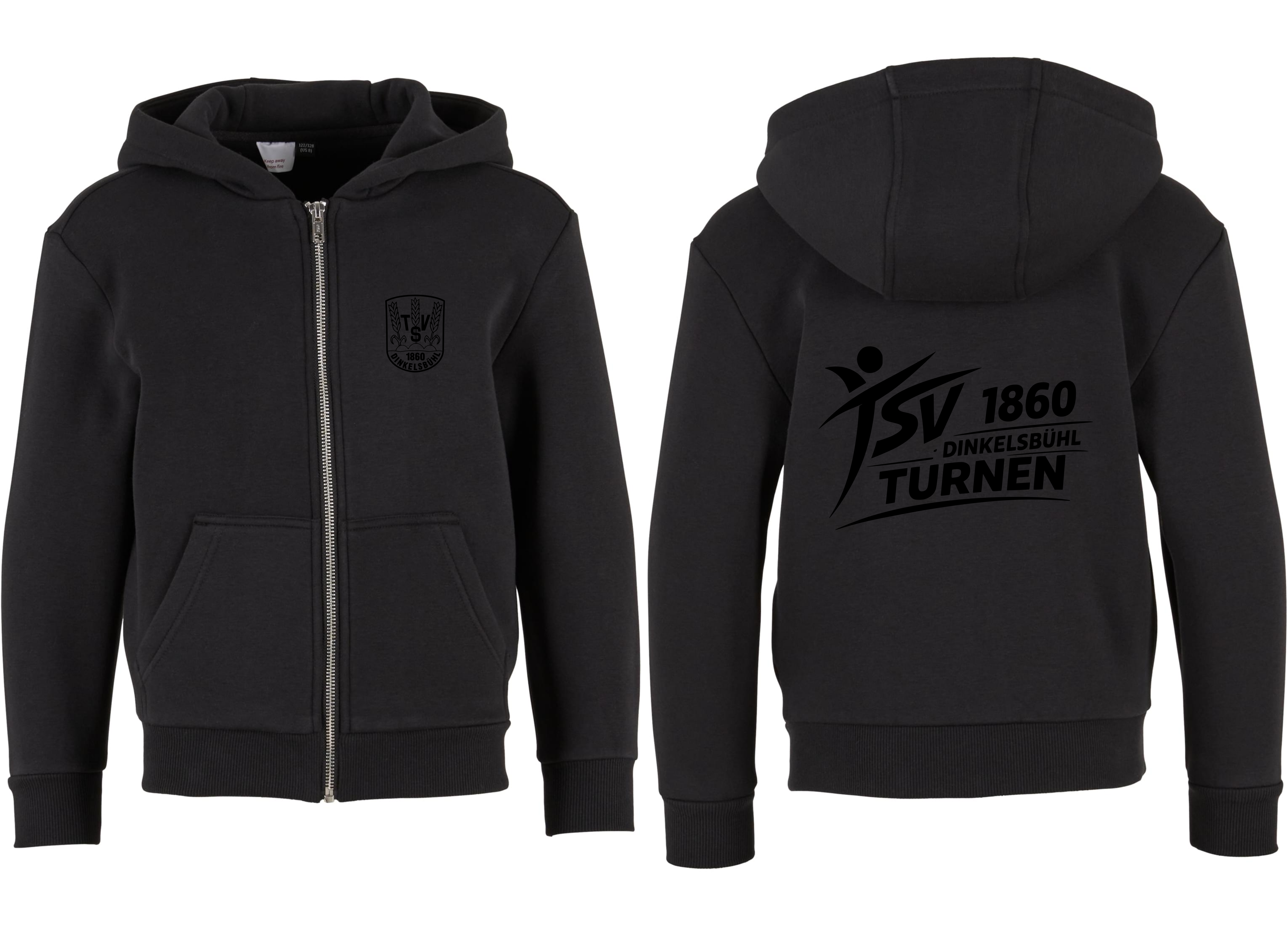 ZIP Hoodie Turnen Logo schwarz // Kinder