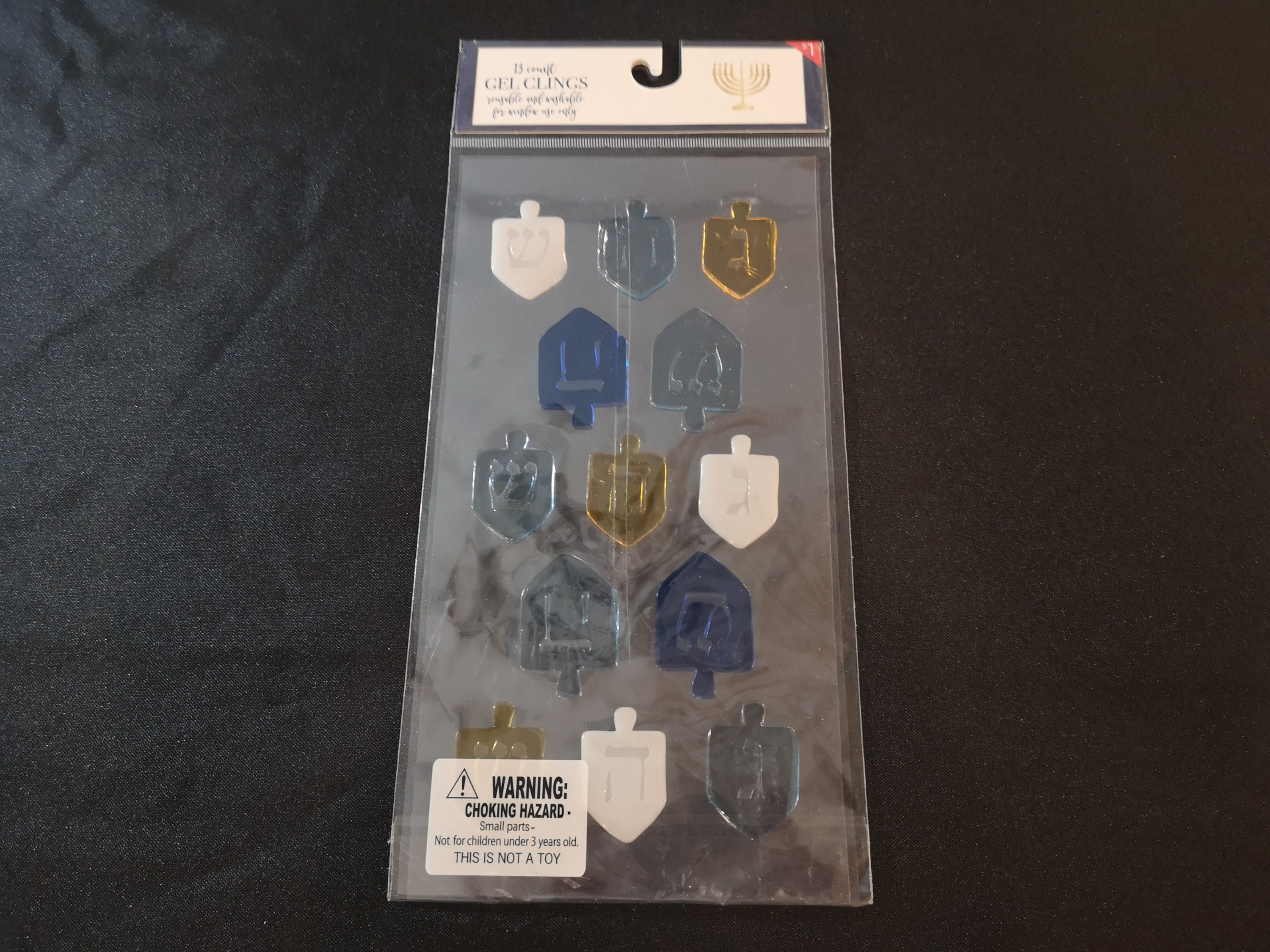 13-count Hanukkah Dreidels Gel Clings