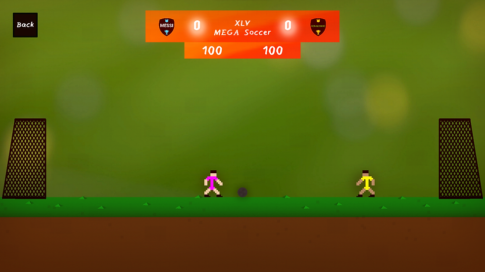 תמונה מהמשחק MEGA Soccer של מסי נגד רונאלדו