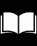 White open book icon on black background