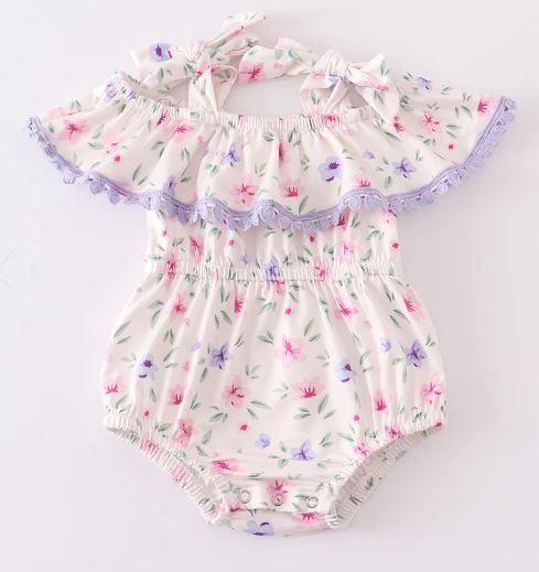 Floral Bubble with Collar-Ruffle