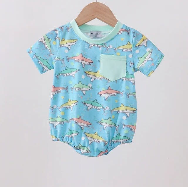 Sharks Colorful Print Bubble with Pocket