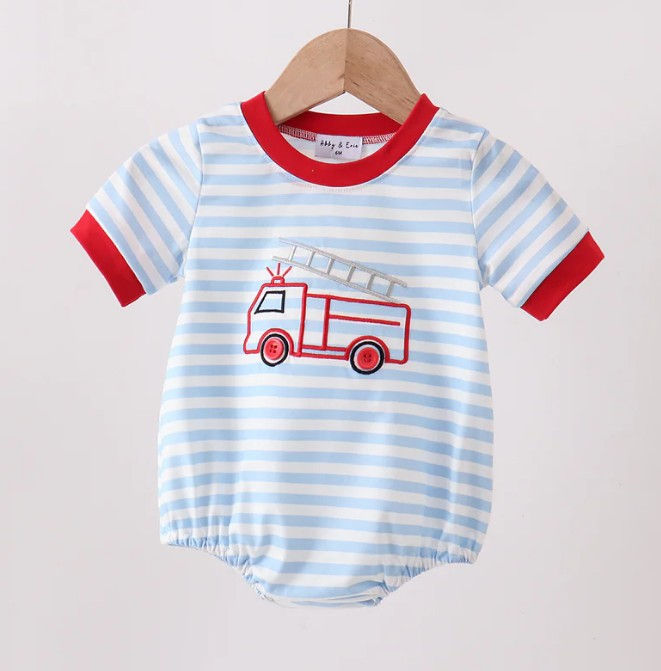 Firetruck Embroidered Bubble