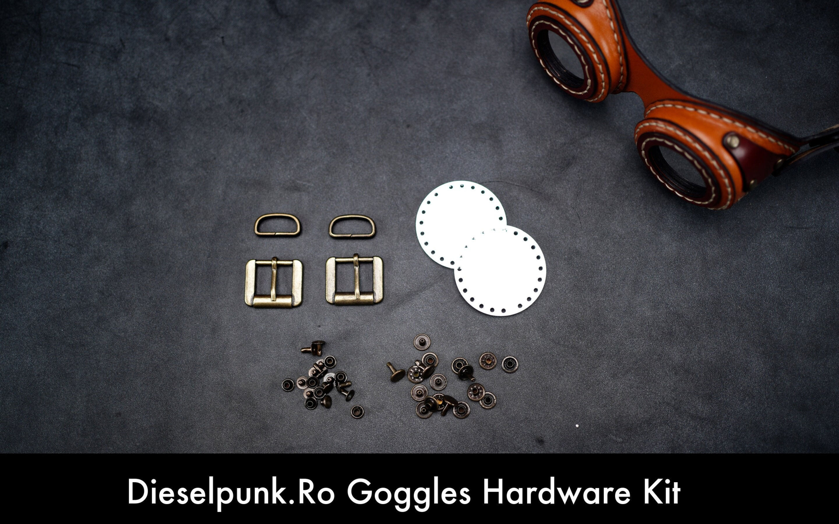 Complete Hardware Kit for Dieselpunk.ro Leather Goggles | Rivets, Buckles & More
