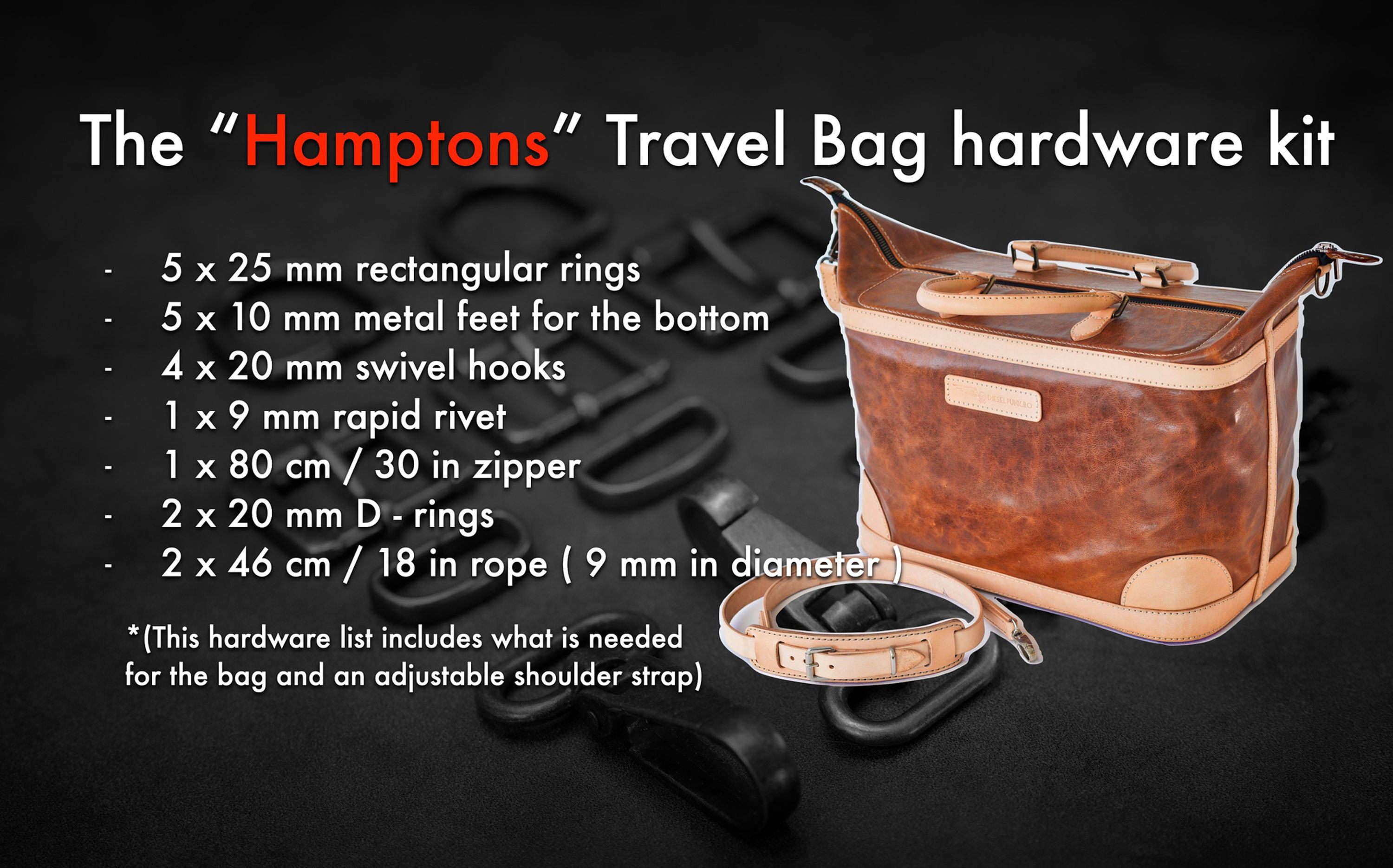 Dieselpunk.ro "the Hamptons" travel bag hardware kit