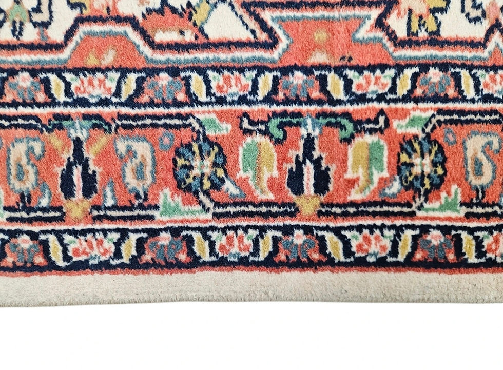 Miniaturbild: Handgeknoopt oosters wol Bidjar tapijt loper crème India 73x296cm