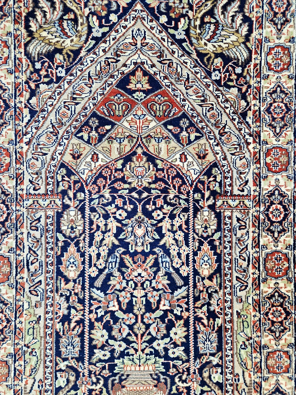 Miniature : Handgeknoopt oosters wol Kashmir tapijt Mirab signature