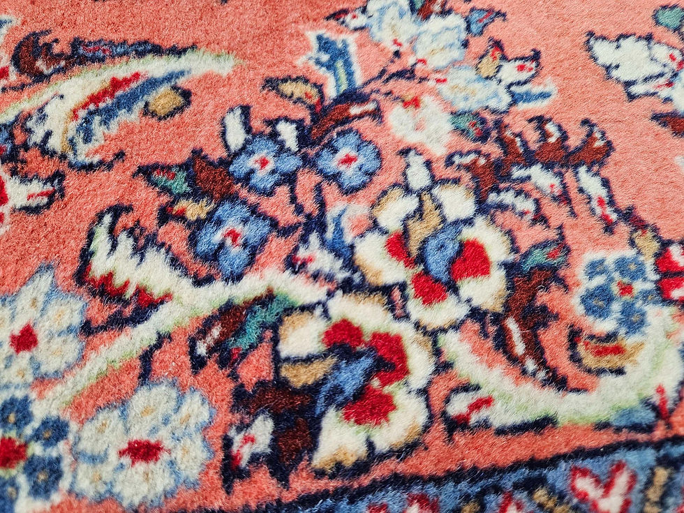 Miniaturbild: Handgeknoopt Perzisch wol Sarough tapijt loper floral pink