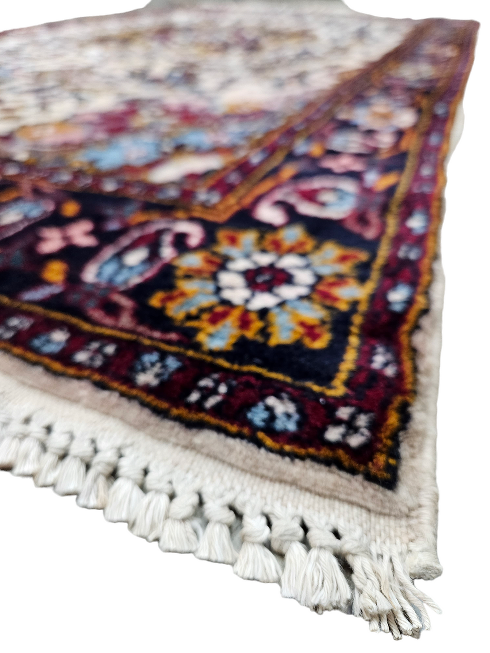 Thumbnail: Handgeknoopt Kashmir wol tapijt medallion crème