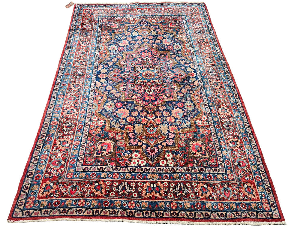 Thumbnail: Handgeknoopt Perzisch wol Yazd tapijt medallion