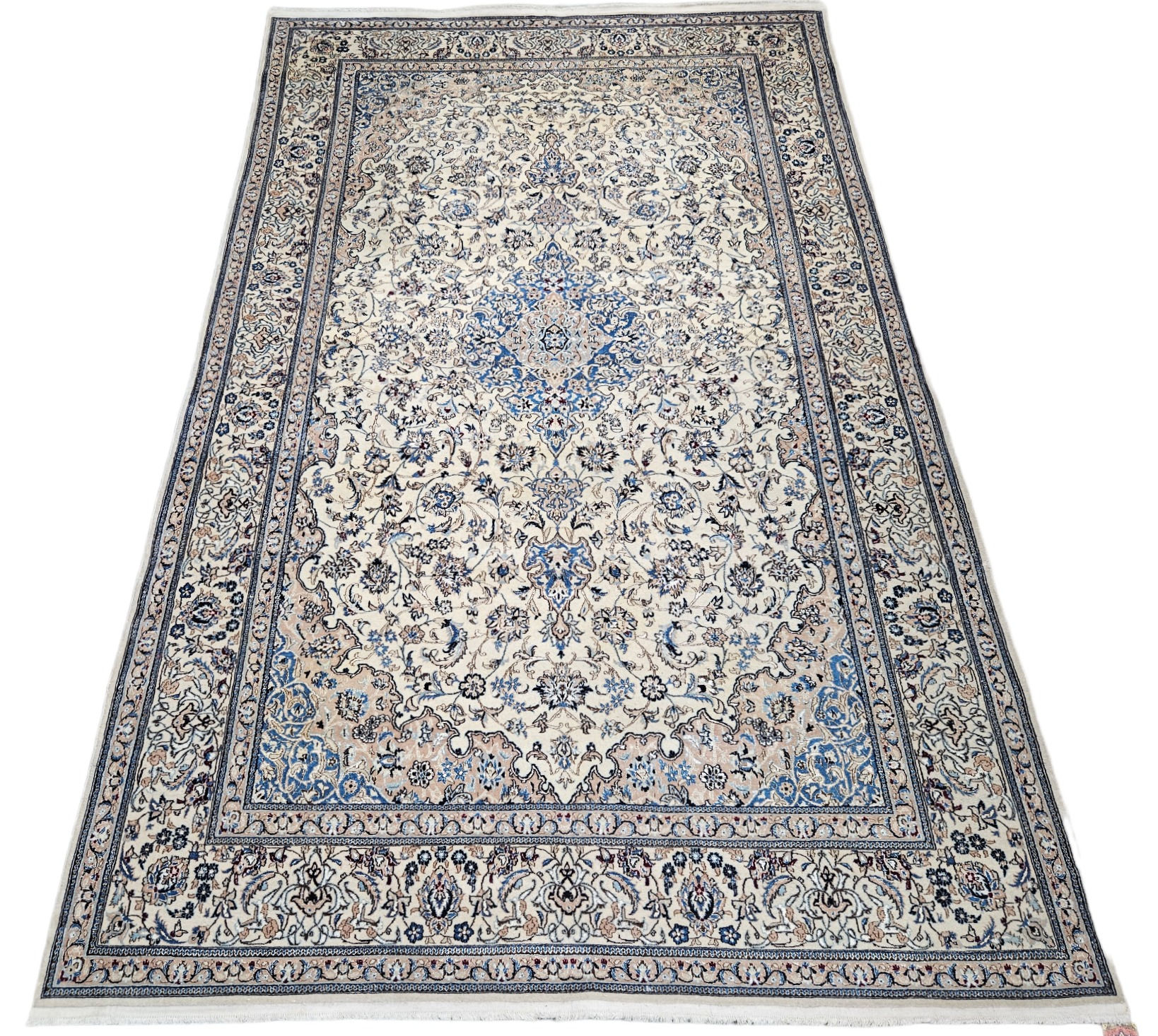 Handgeknoopt Perzisch Naïn tapijt medallion fine