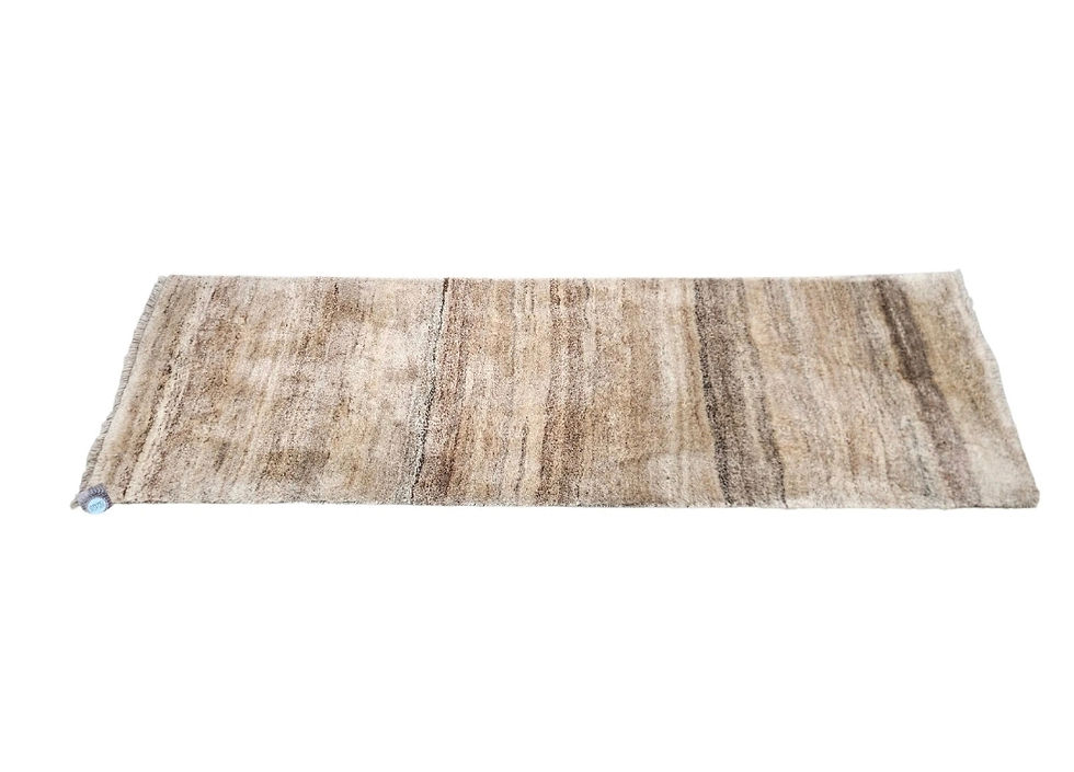 Miniature : Handmade wool Gabbeh carpet runner natural 63x200cm