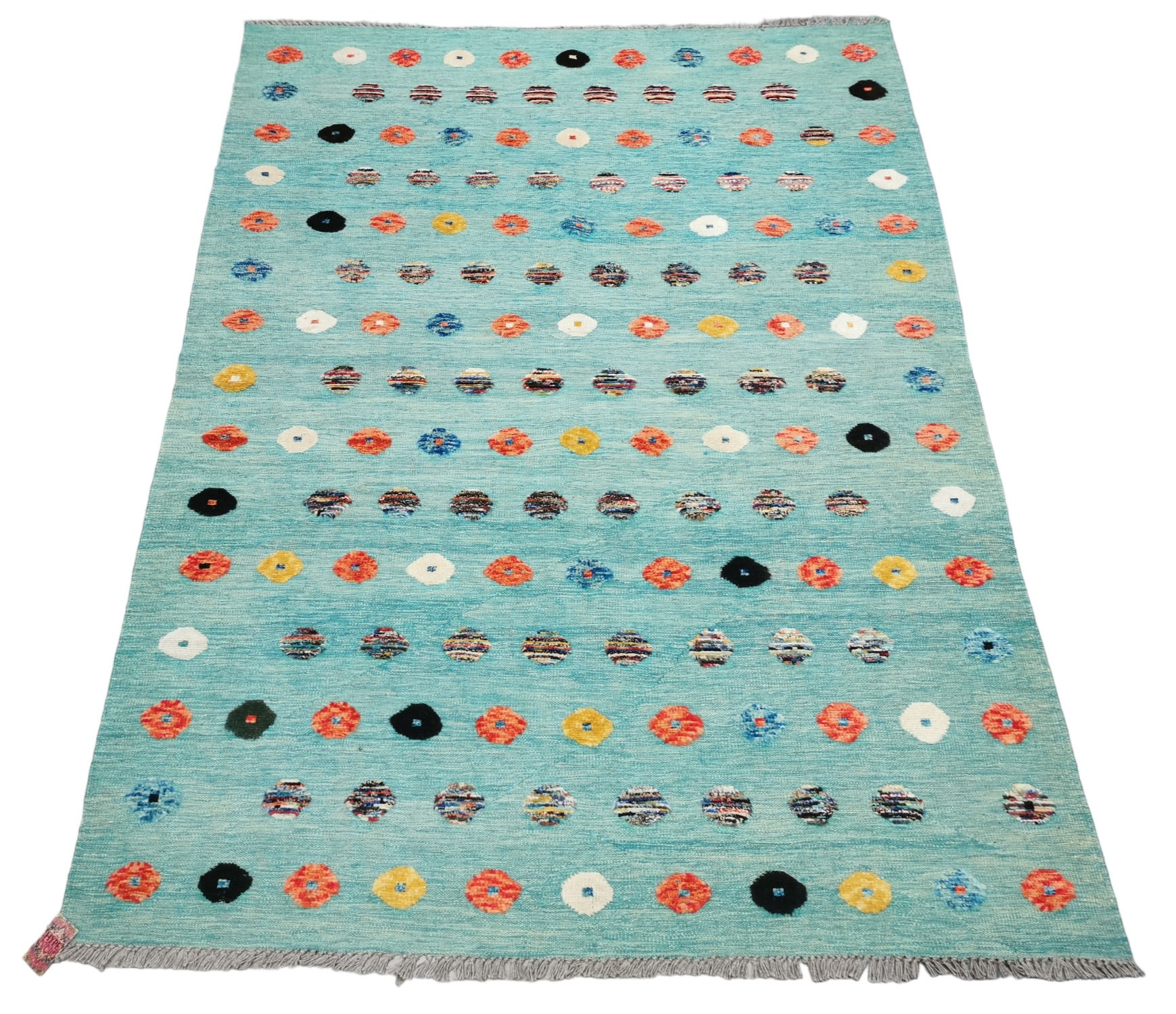 Handgeknoopt Afghaans Kelim tapijt Yasmoon Aqua