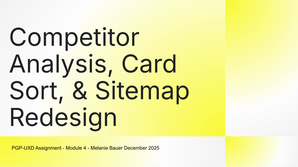 Competitor Analysis, Card Sort, & Sitemap Redesign