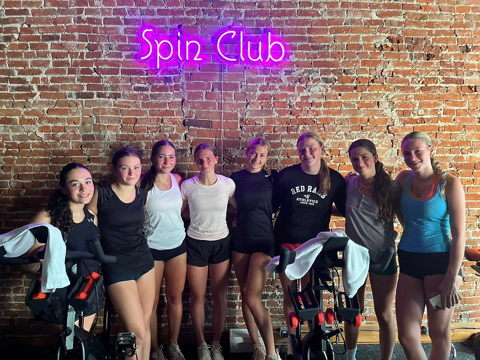 17U athletes getting their sweat on in spin class.