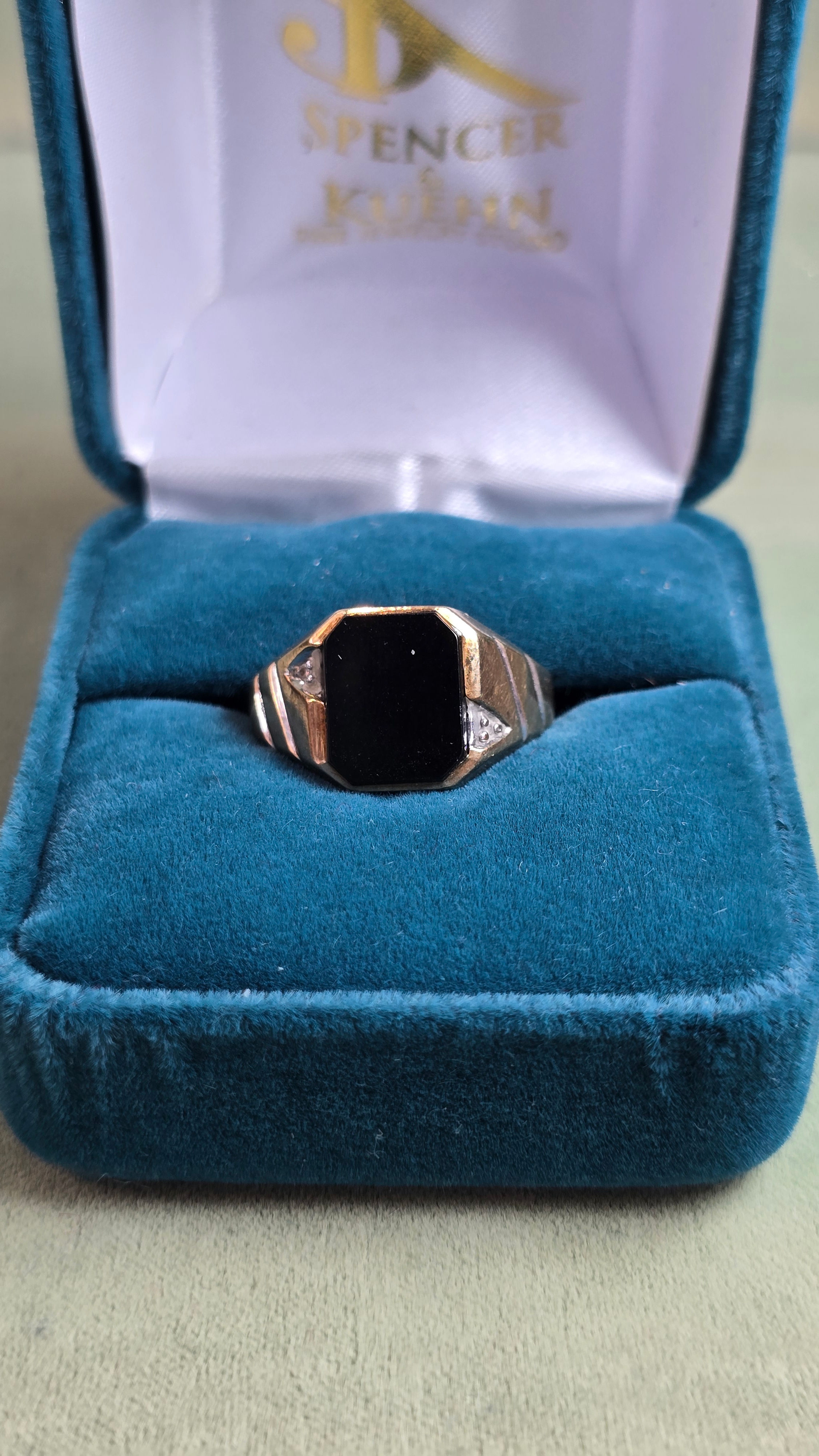 Estate Men's Onyx & Diamond Ring