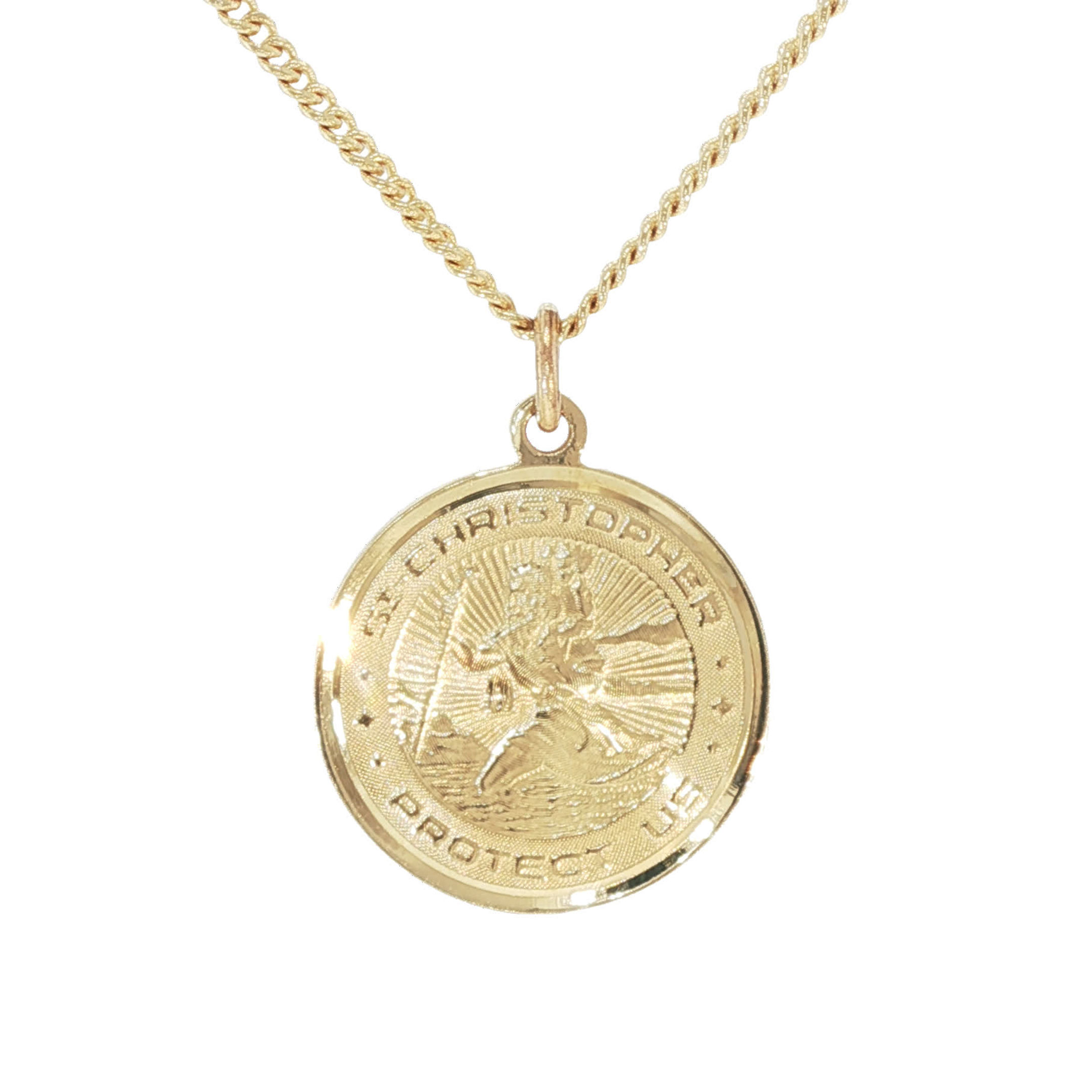 Estate Yellow Gold St. Christopher Medallion Necklace