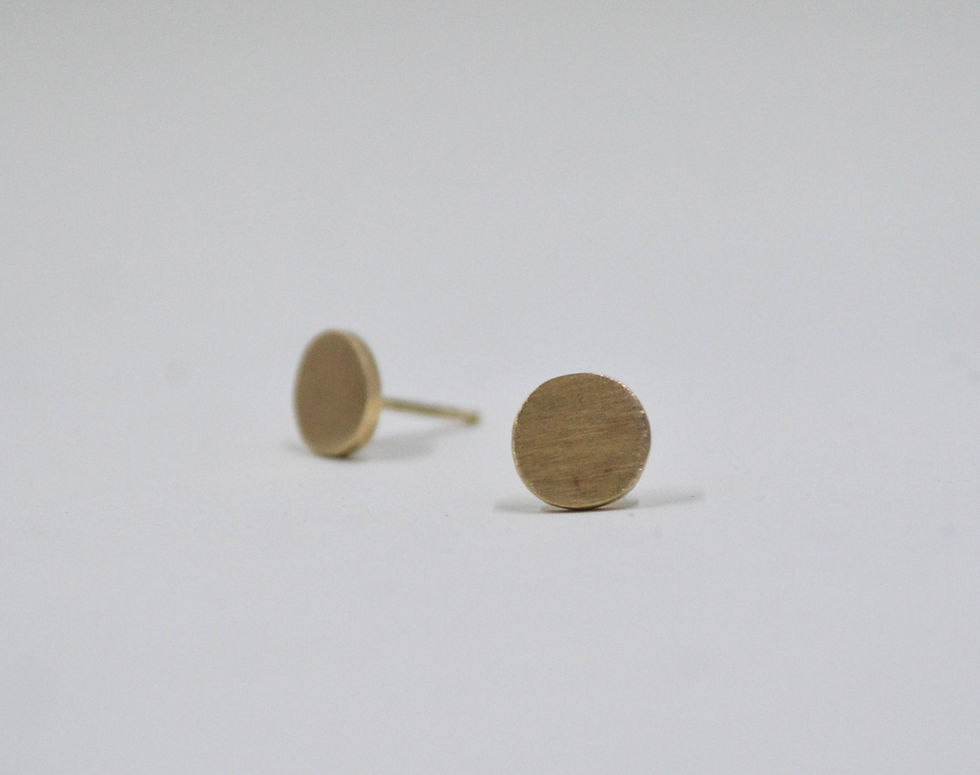 yellow gold brush finished circle studs