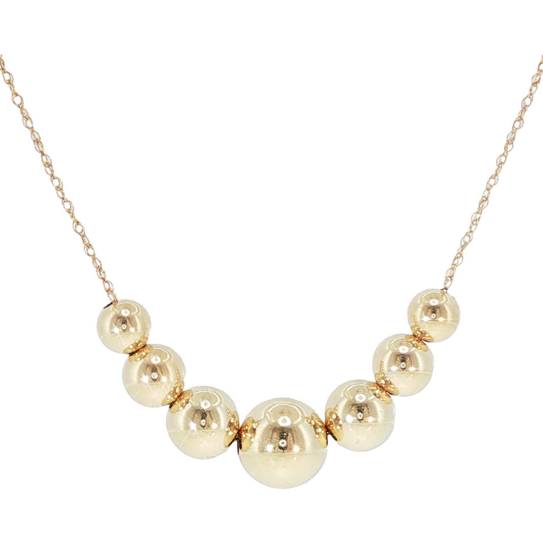 Estate Yellow Gold Tapering Beaded Necklace