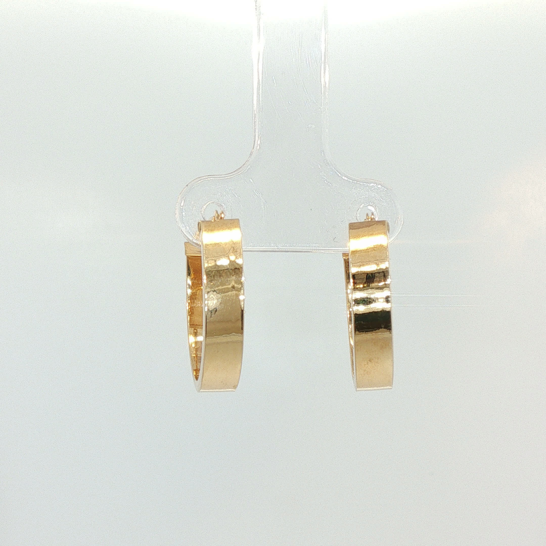 Wide Polished Yellow Gold Hoop Earrings
