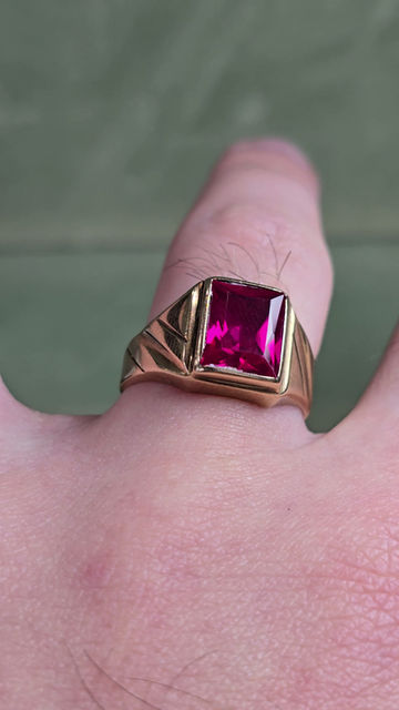 Miniatura: Estate Men's Birthstone Ring