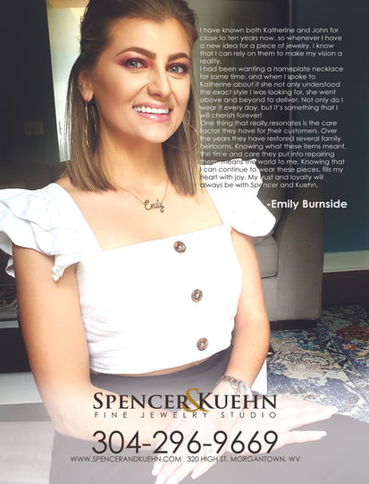 A happy client, Emily Burnside, shares her experience designing custom jewelry with Katherine Spencer at Spencer and Kuehn Fine Jewelry Studio.