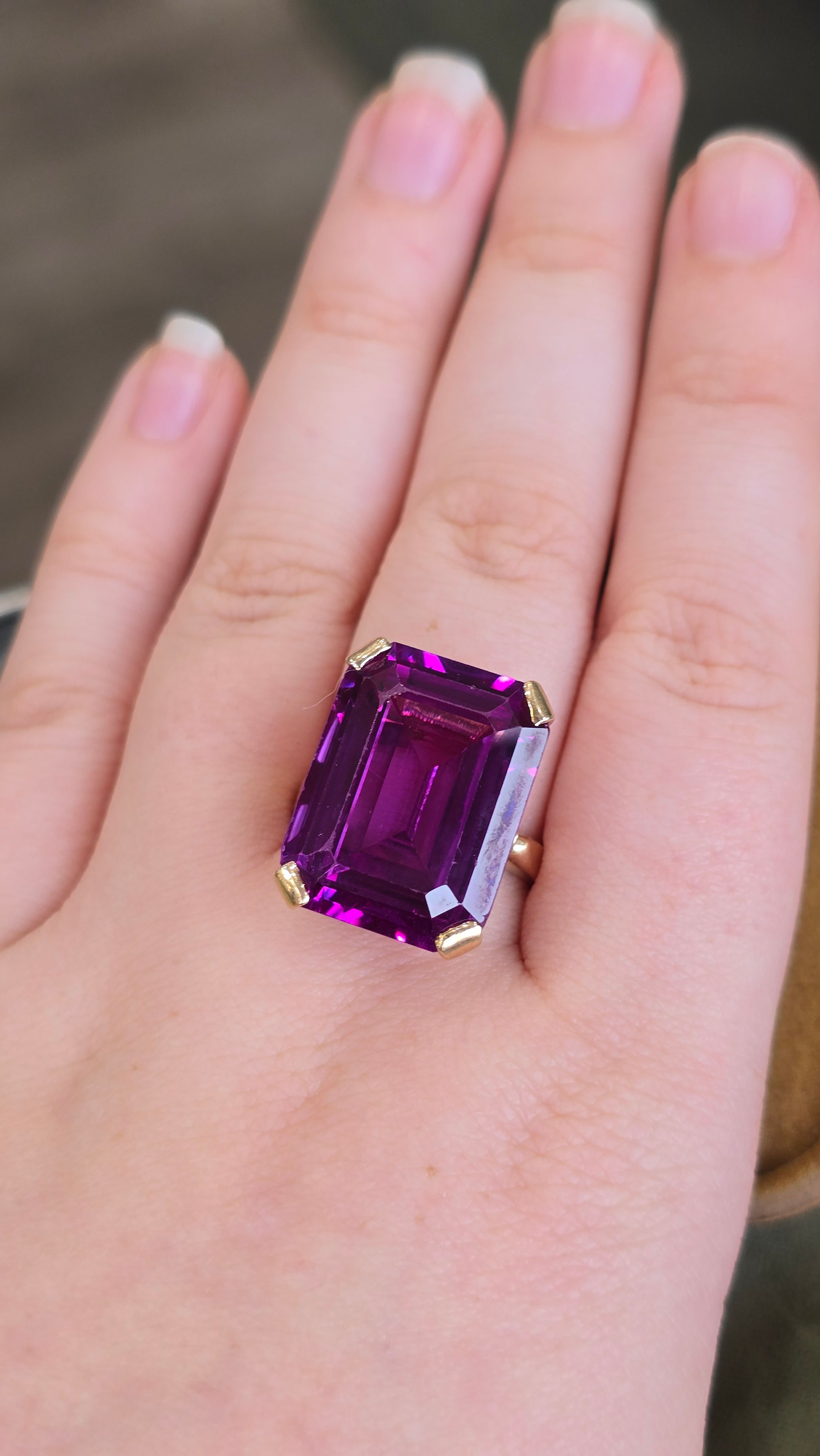 Estate Step Cut Imitation Amethyst Ring