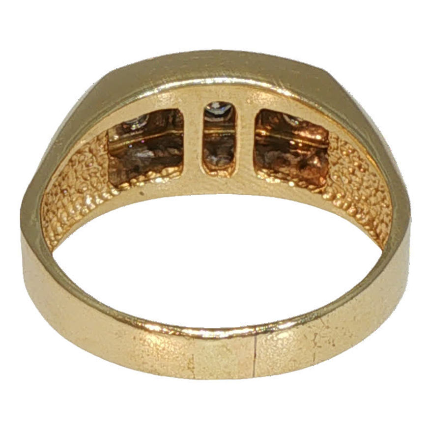 Miniaturbild: Estate Yellow Gold Men's Three-Stone Diamond Ring