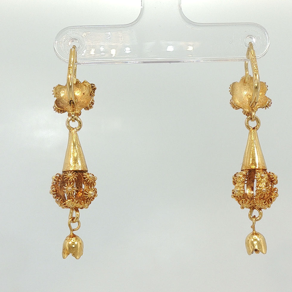 Thumbnail: Ornate Filigree Drop Dangle Earrings in Yellow Gold